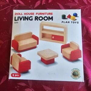Doll House Living Room 5 pc Wood Furniture Set Plan Toys 9205 New, Open Box